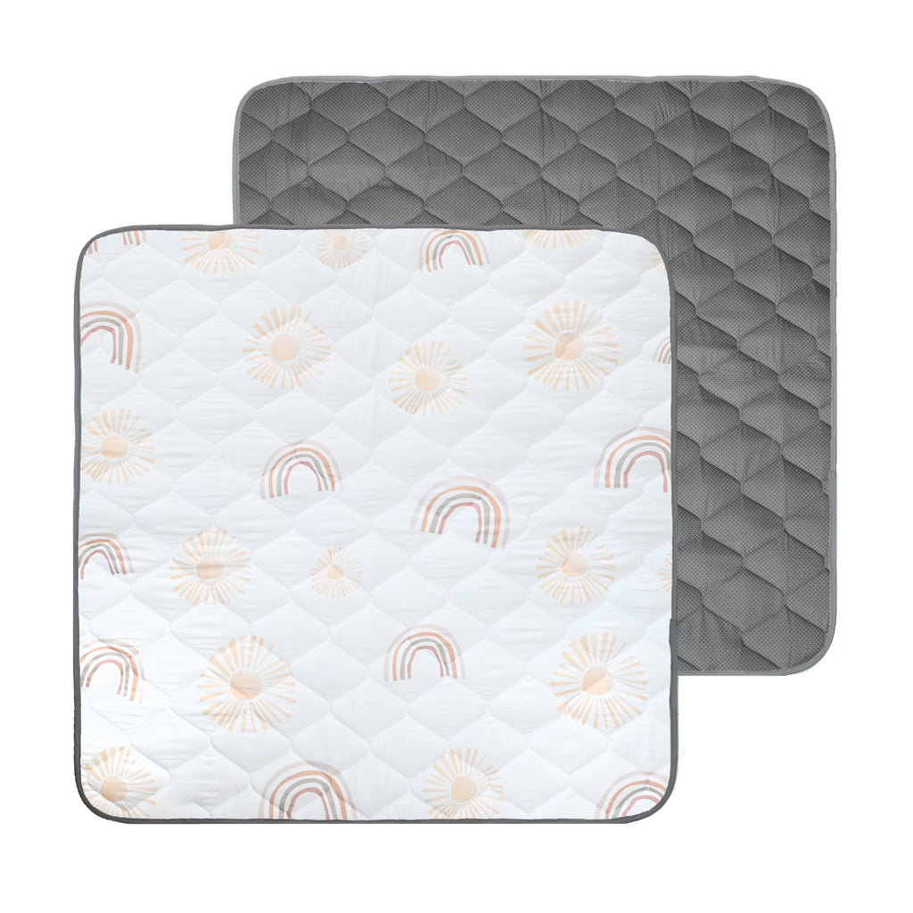 Fabric Play Mat - White Rainbow