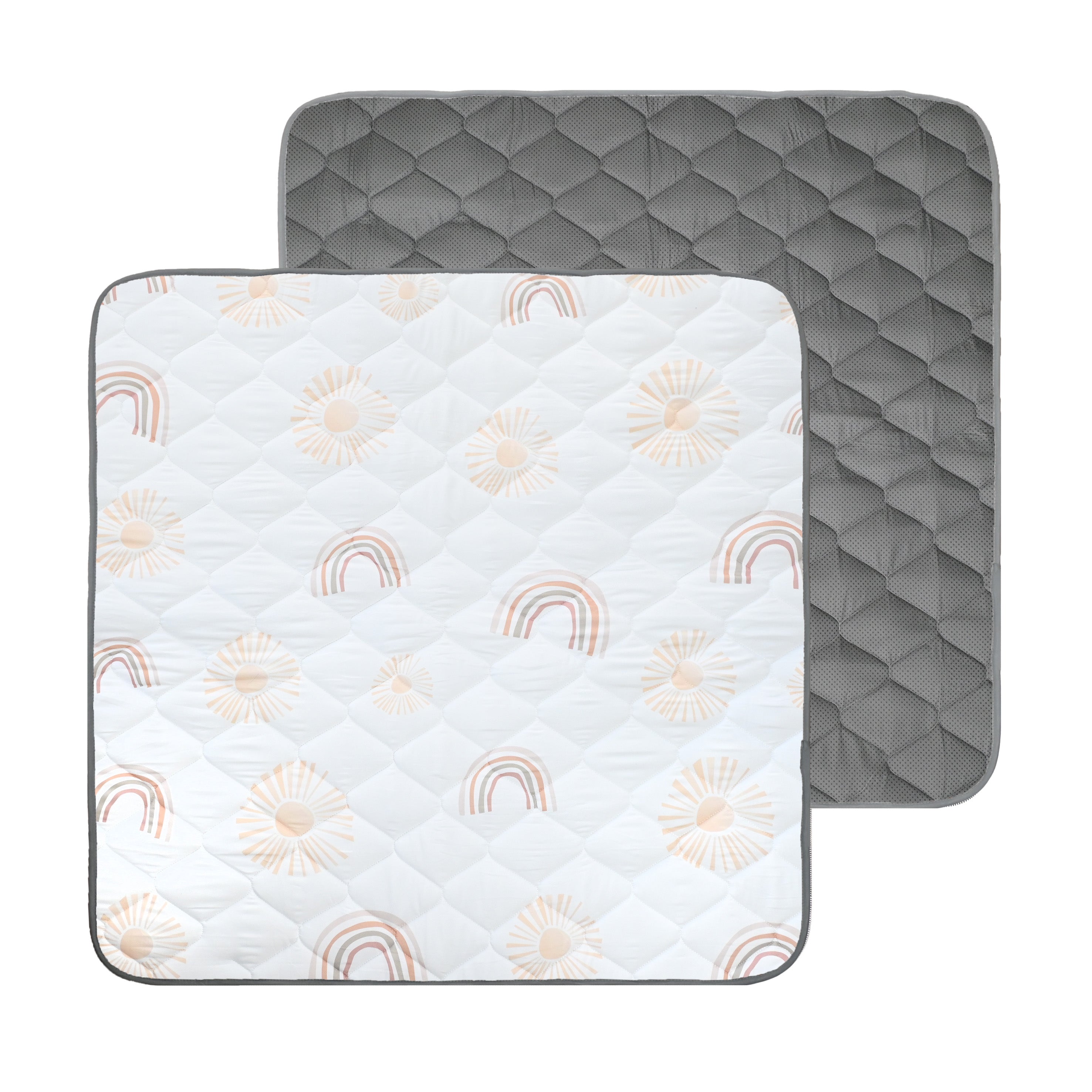 Fabric Play Mat - White Rainbow