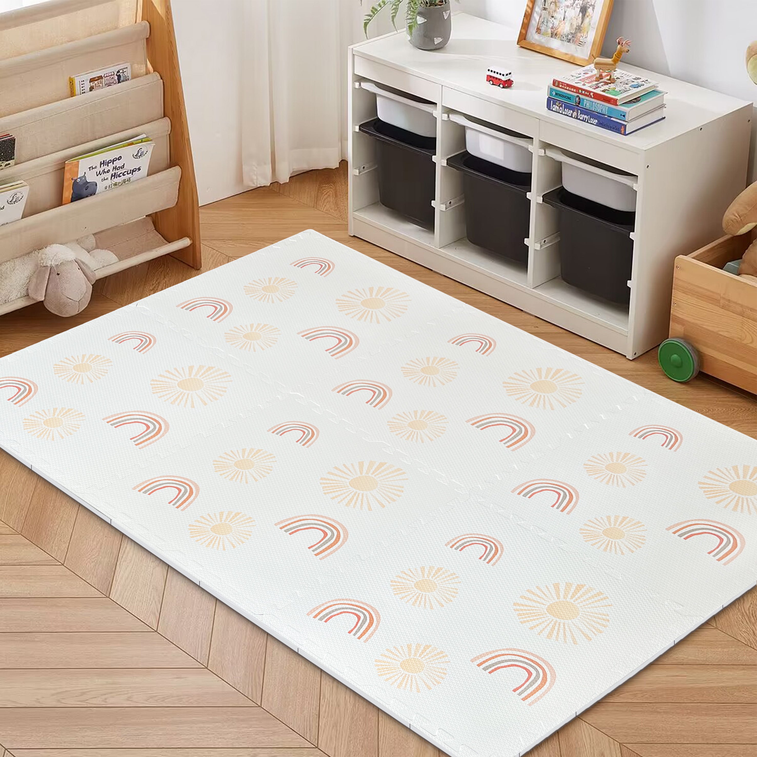 EVA Puzzle Mat - Cream Rainbow & Sun