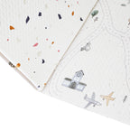 XPE Foldable Play Mat White Terrazzo + Beige Train Track