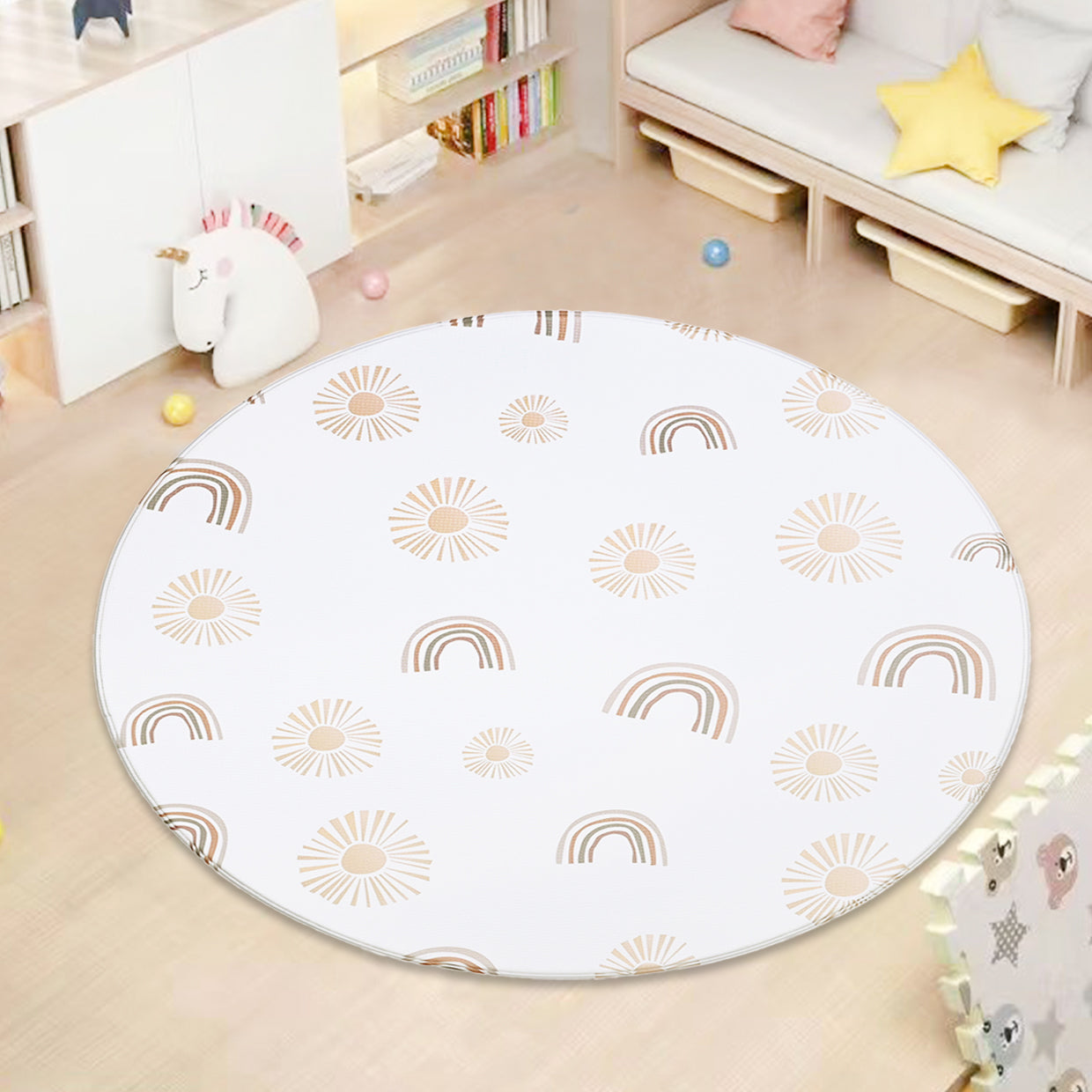 TPU Play Mat - Orbicular White Terrazzo + White Rainbow