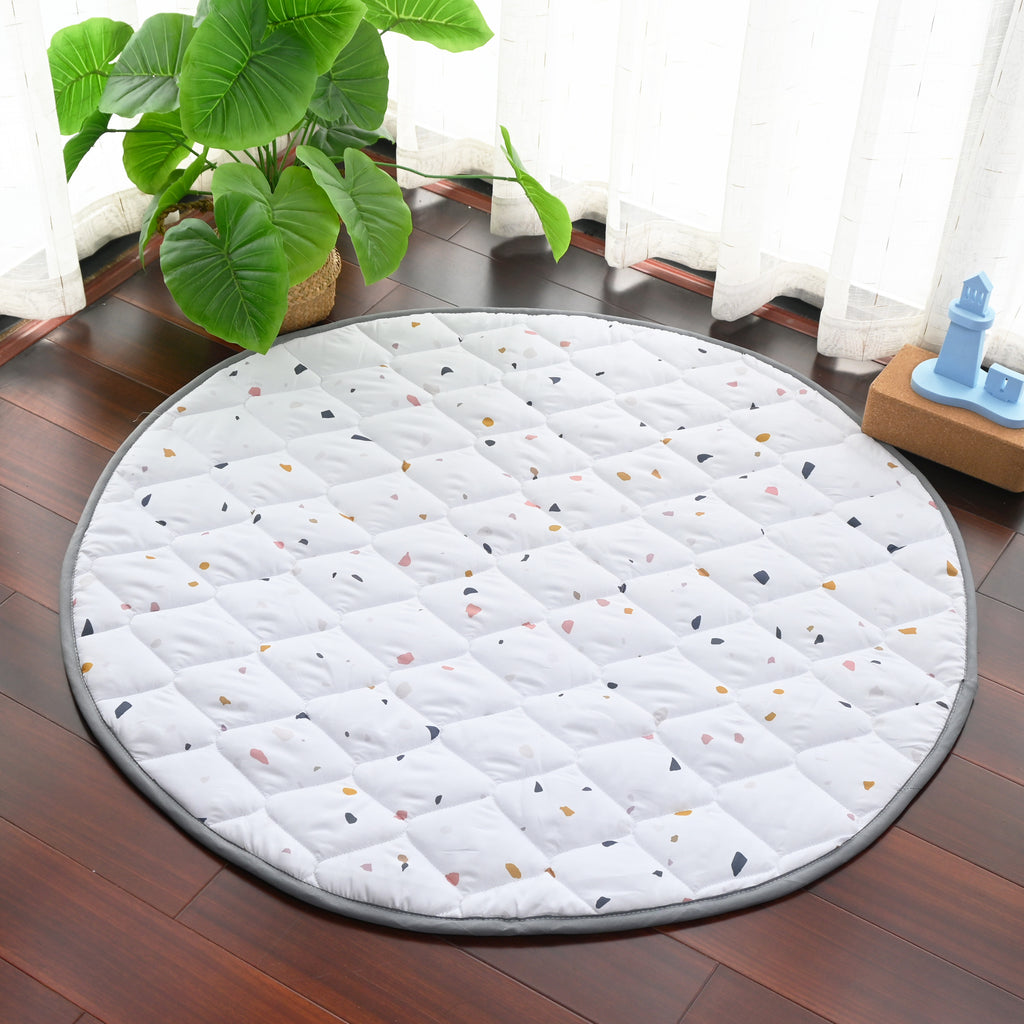 Fabric Play Mat - Circle-White Terrazzo