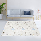 XPE Foldable Play Mat White Terrazzo + Beige Train Track