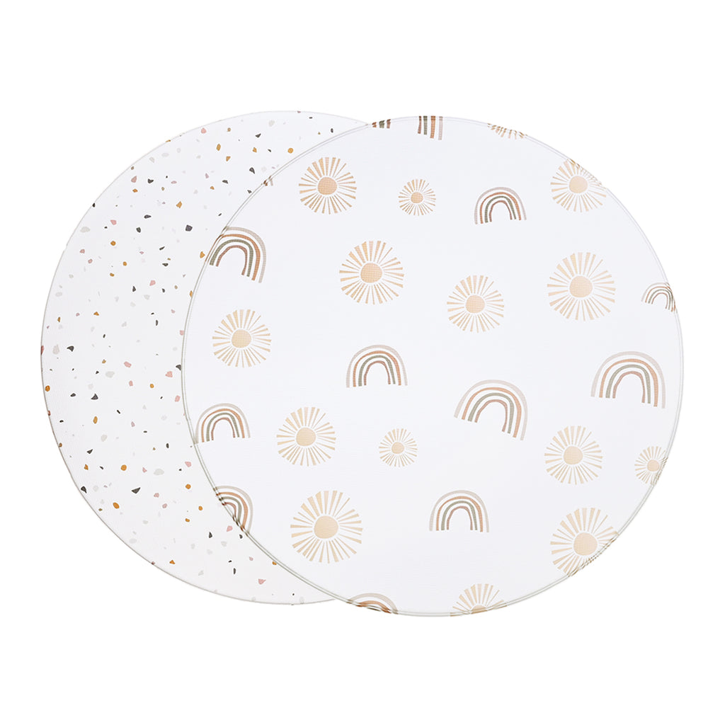 TPU Play Mat - Orbicular White Terrazzo + White Rainbow
