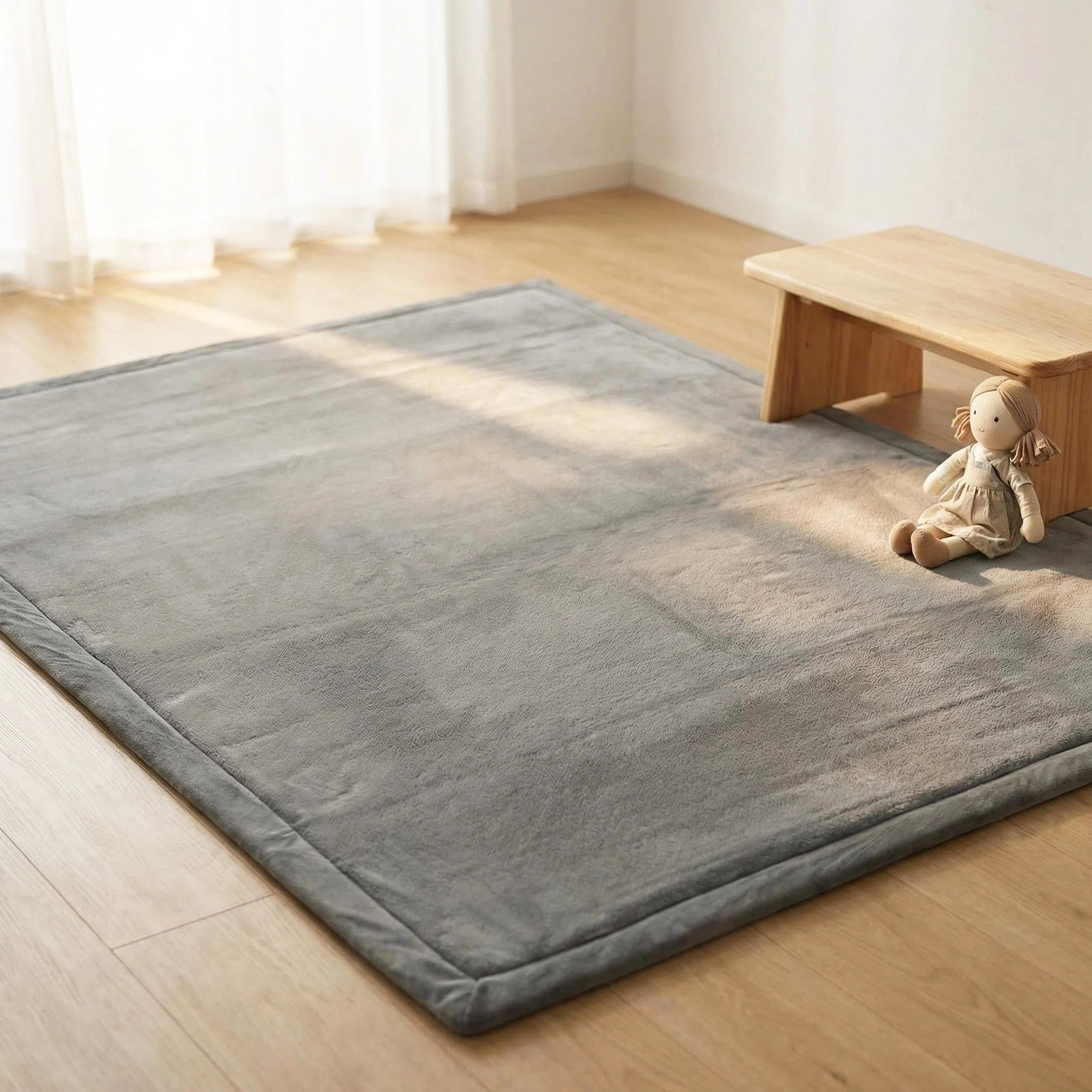 Coral Velvet Memory Foam Mat-Dark Grey