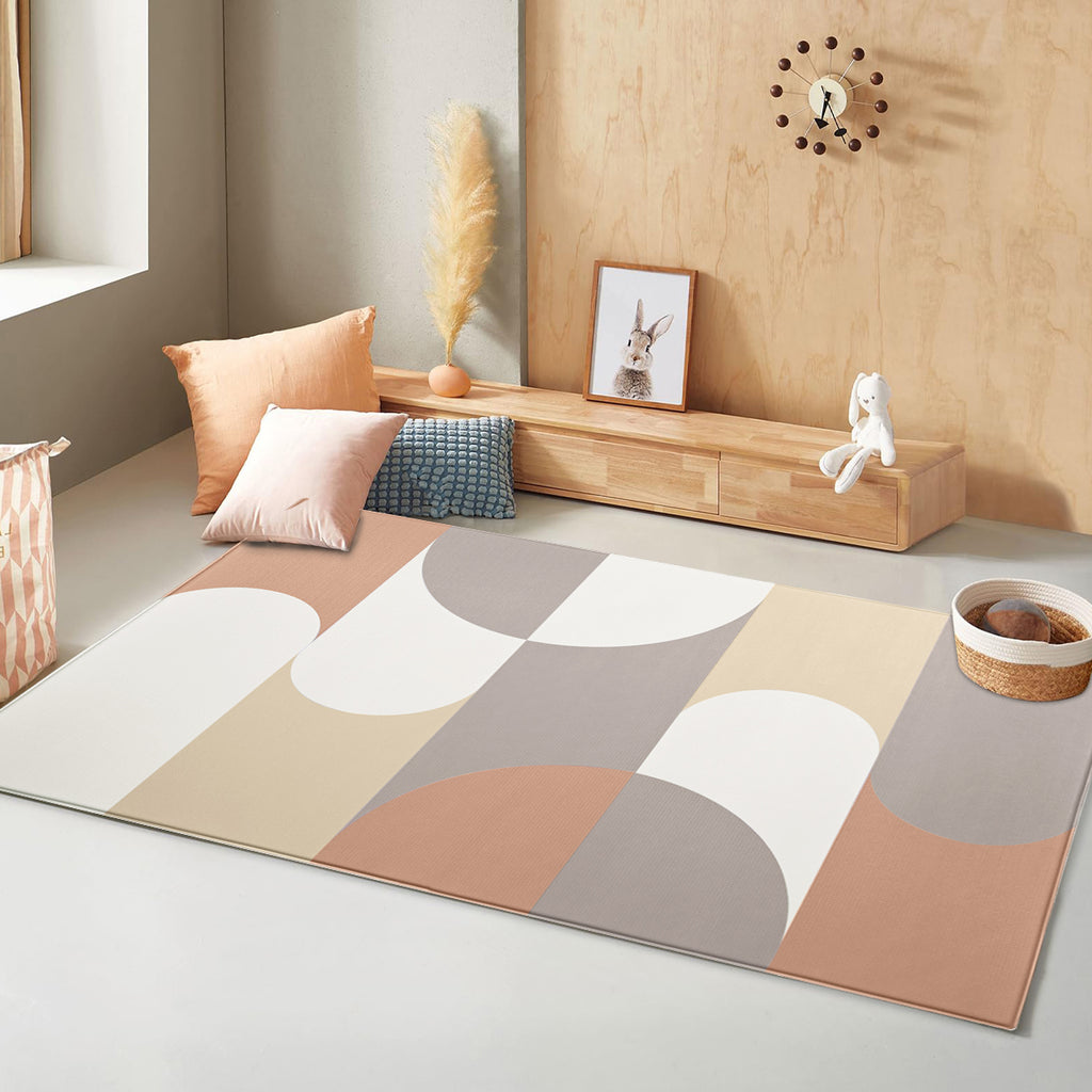 TPU Play Mat - White Line + Brown Abstract
