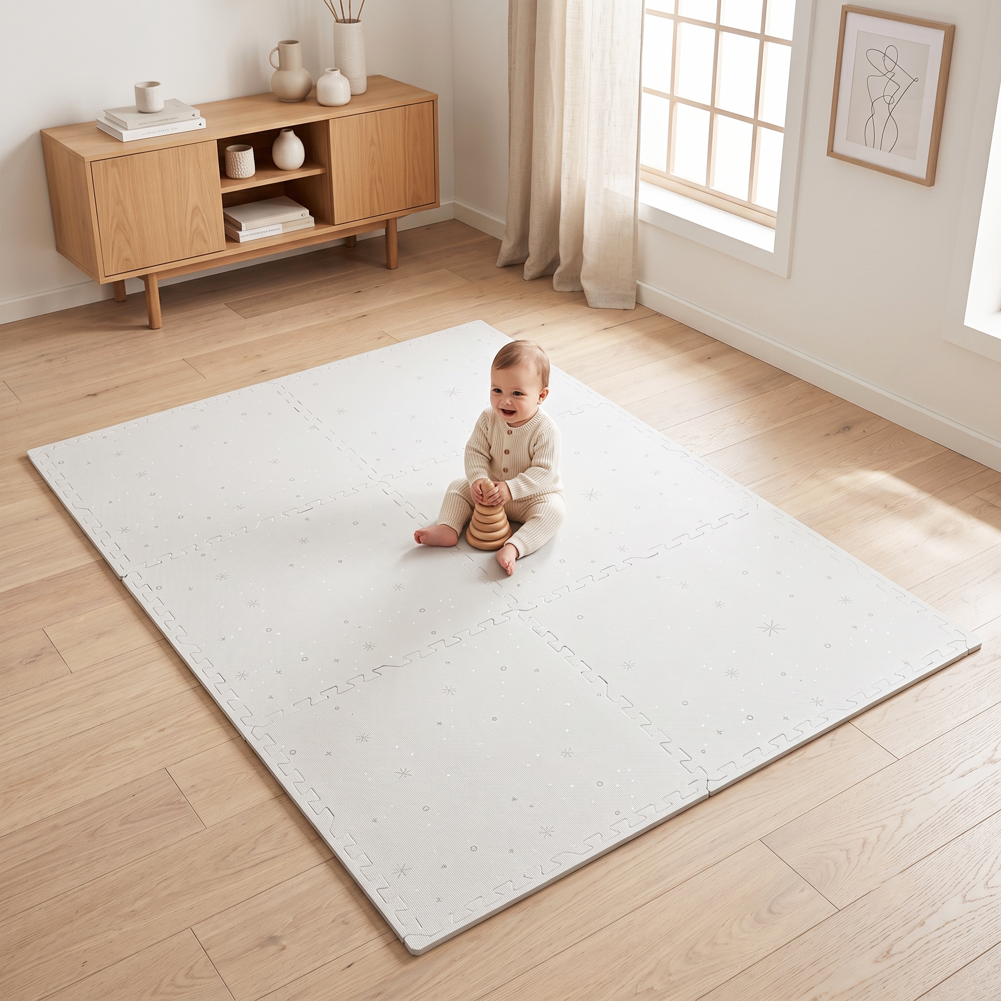 EVA Printed Play Mat-Space Exploration Light Grey-Interactive Stickers