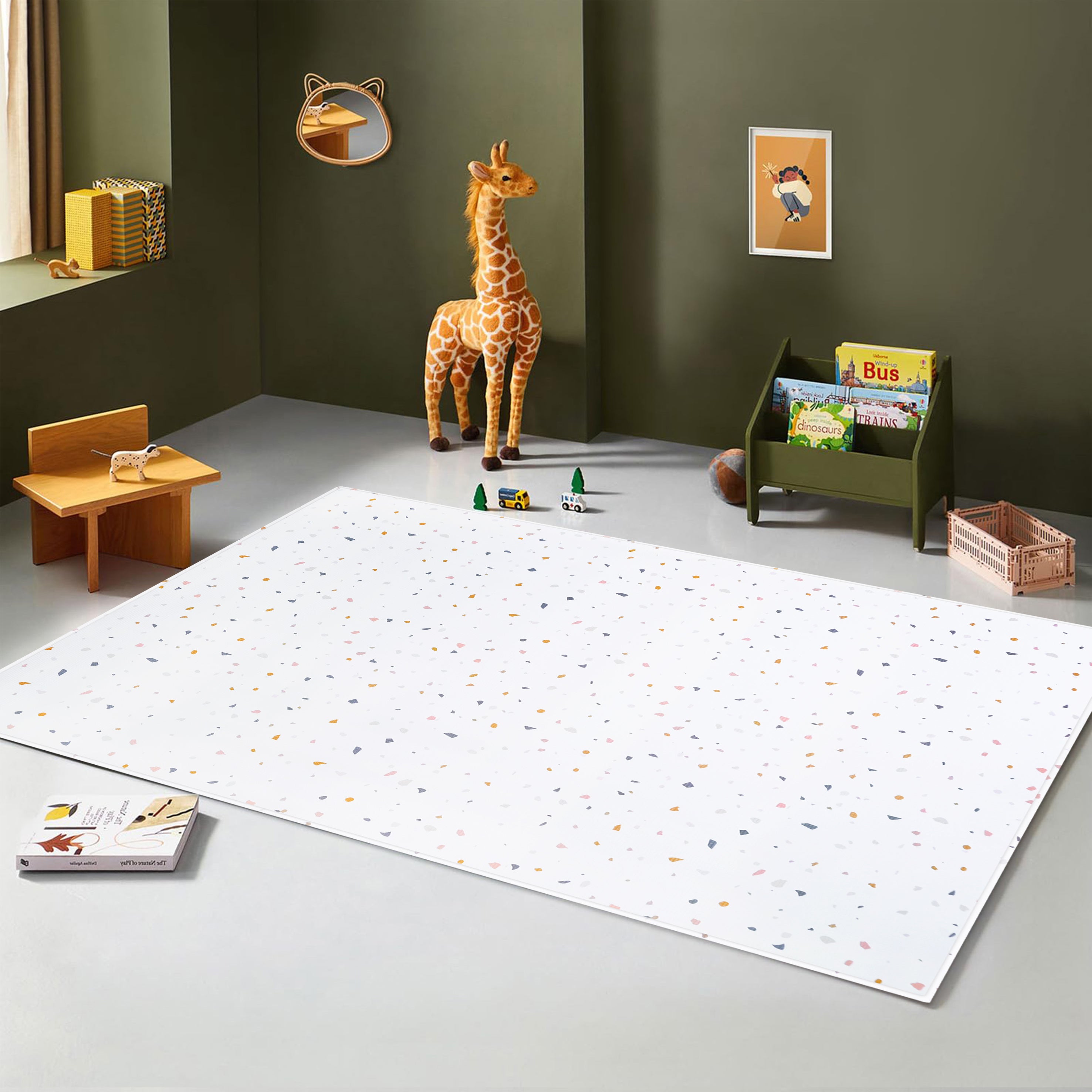 TPU Play Mat - White Terrazzo + White Rainbow