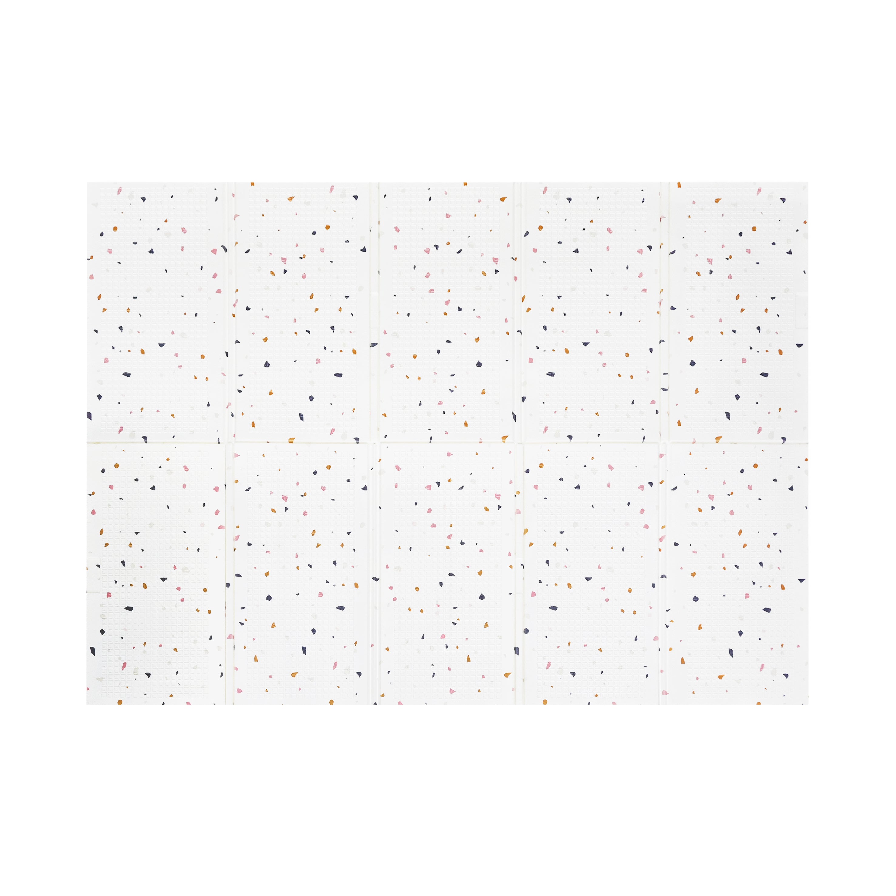 XPE Foldable Play Mat White Terrazzo + Beige Train Track