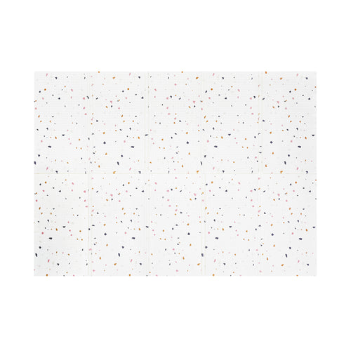 XPE Foldable Play Mat White Terrazzo + Beige Train Track