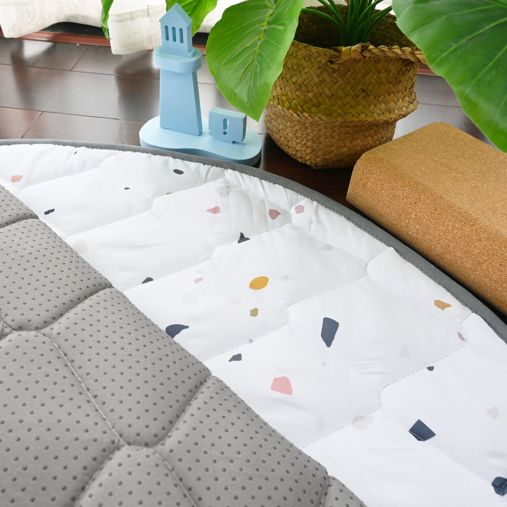 Fabric Play Mat - Circle-White Terrazzo