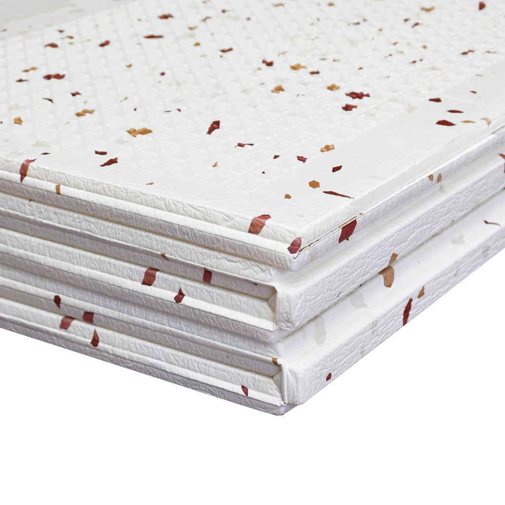 XPE Foldable Play Mat Brown Terrazzo + White Airplane Track