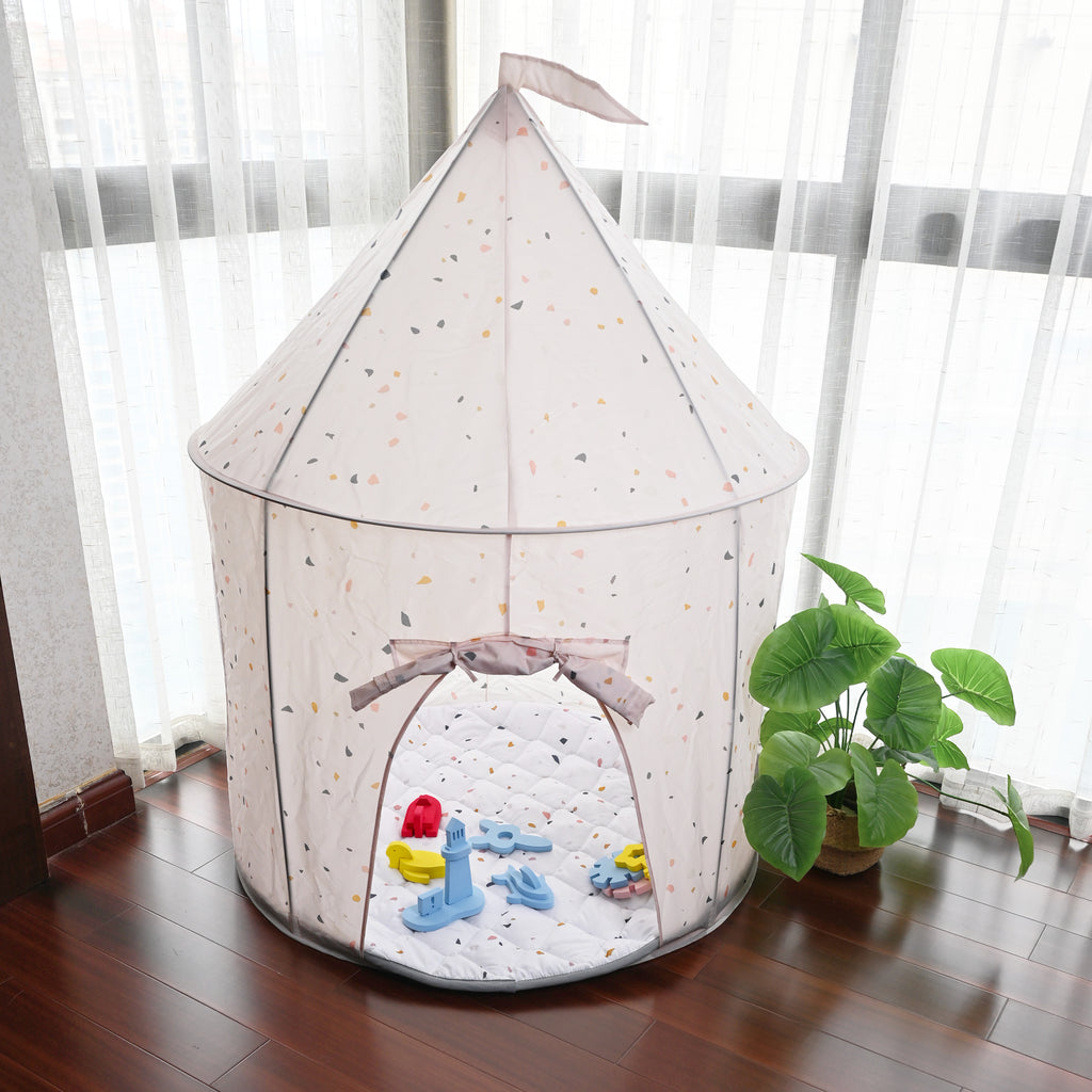 Fabric Play Mat - Circle-White Terrazzo
