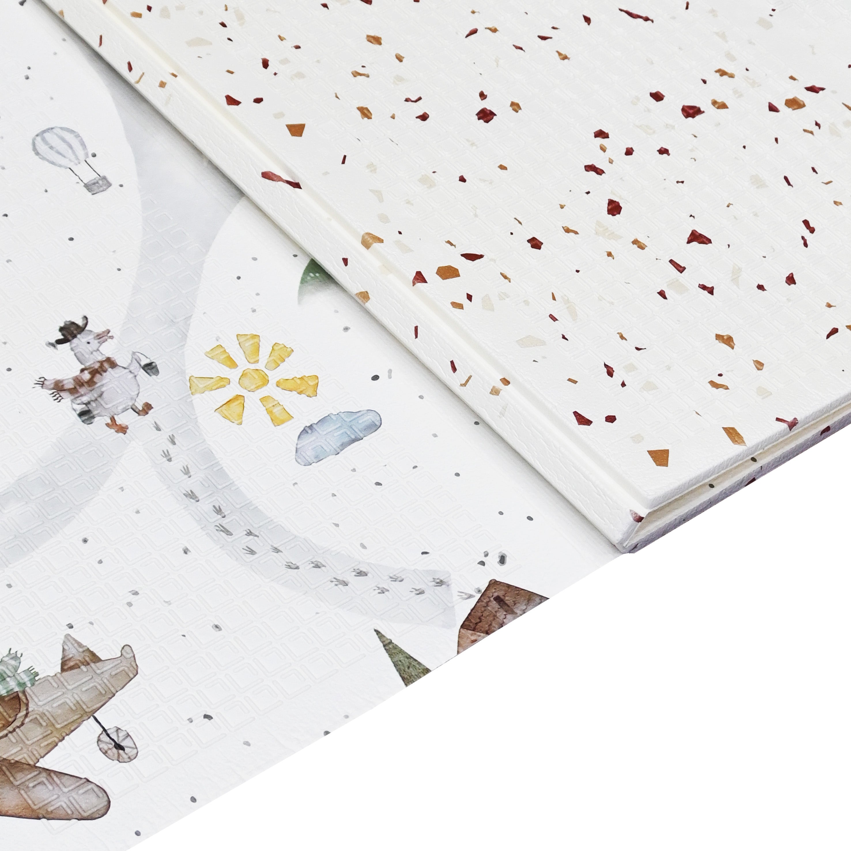 XPE Foldable Play Mat Brown Terrazzo + White Airplane Track
