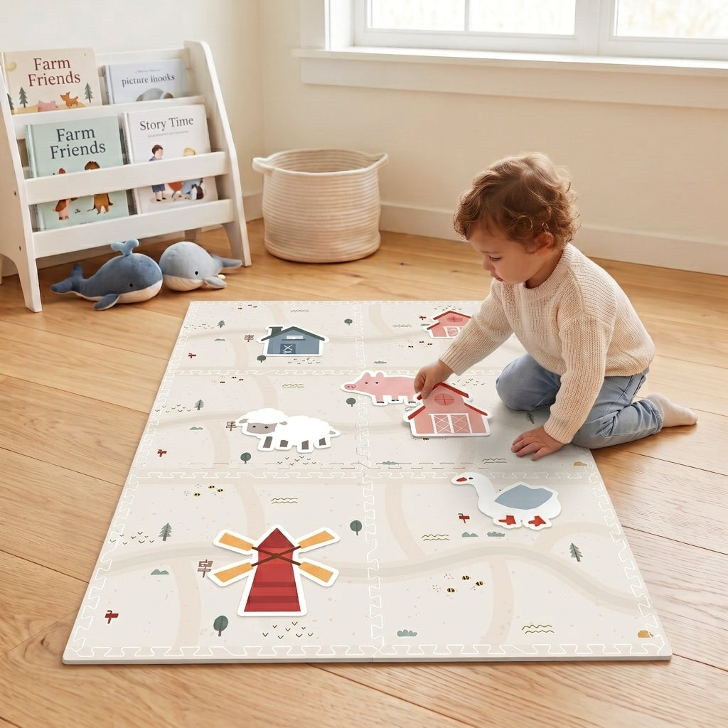 EVA Printed Play Mat-Farm Life-Interactive Stickers
