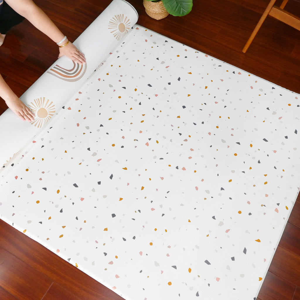 TPU Play Mat - White Terrazzo + White Rainbow