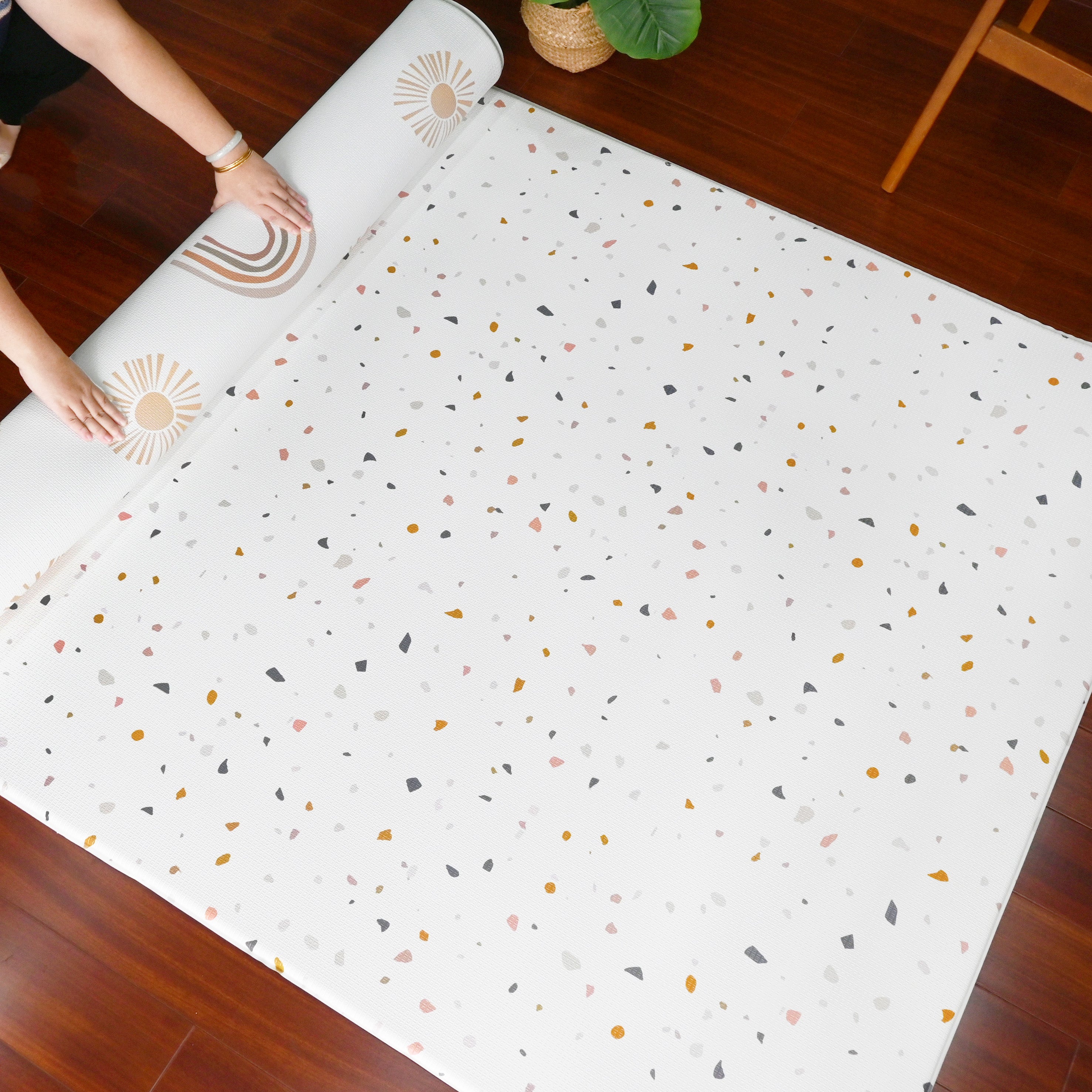 TPU Play Mat - White Terrazzo + White Rainbow
