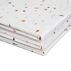 XPE Foldable Play Mat White Terrazzo + Beige Train Track