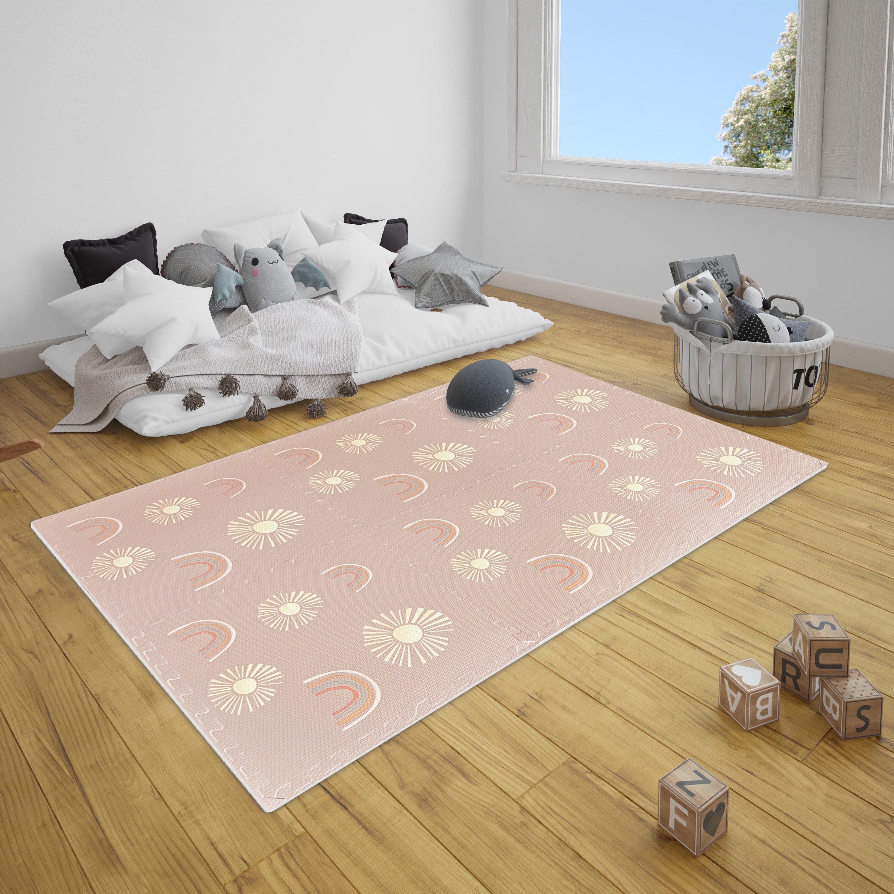 EVA Puzzle Mat - Pink Rainbow & Sun