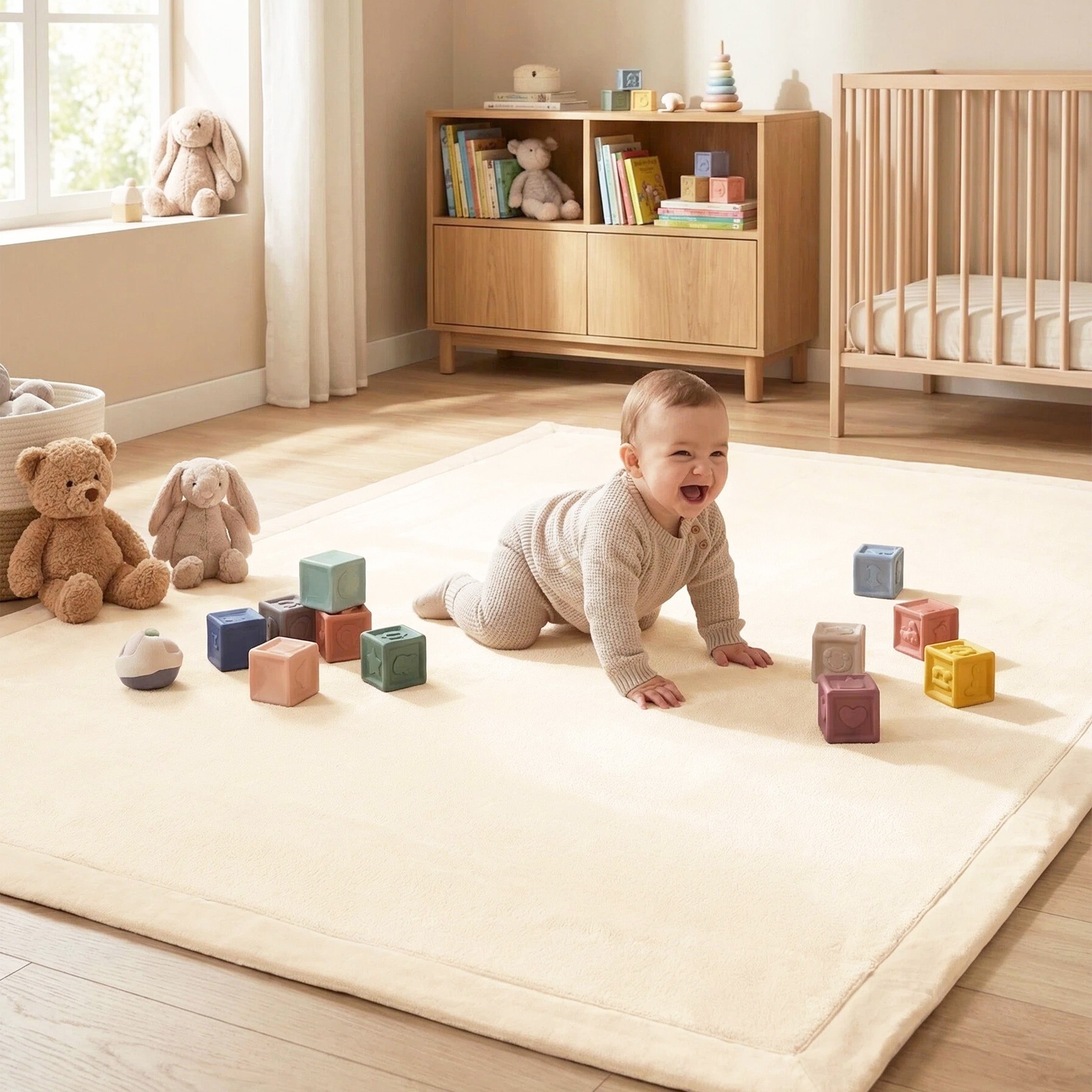 Coral Velvet Memory Foam Mat -Beige