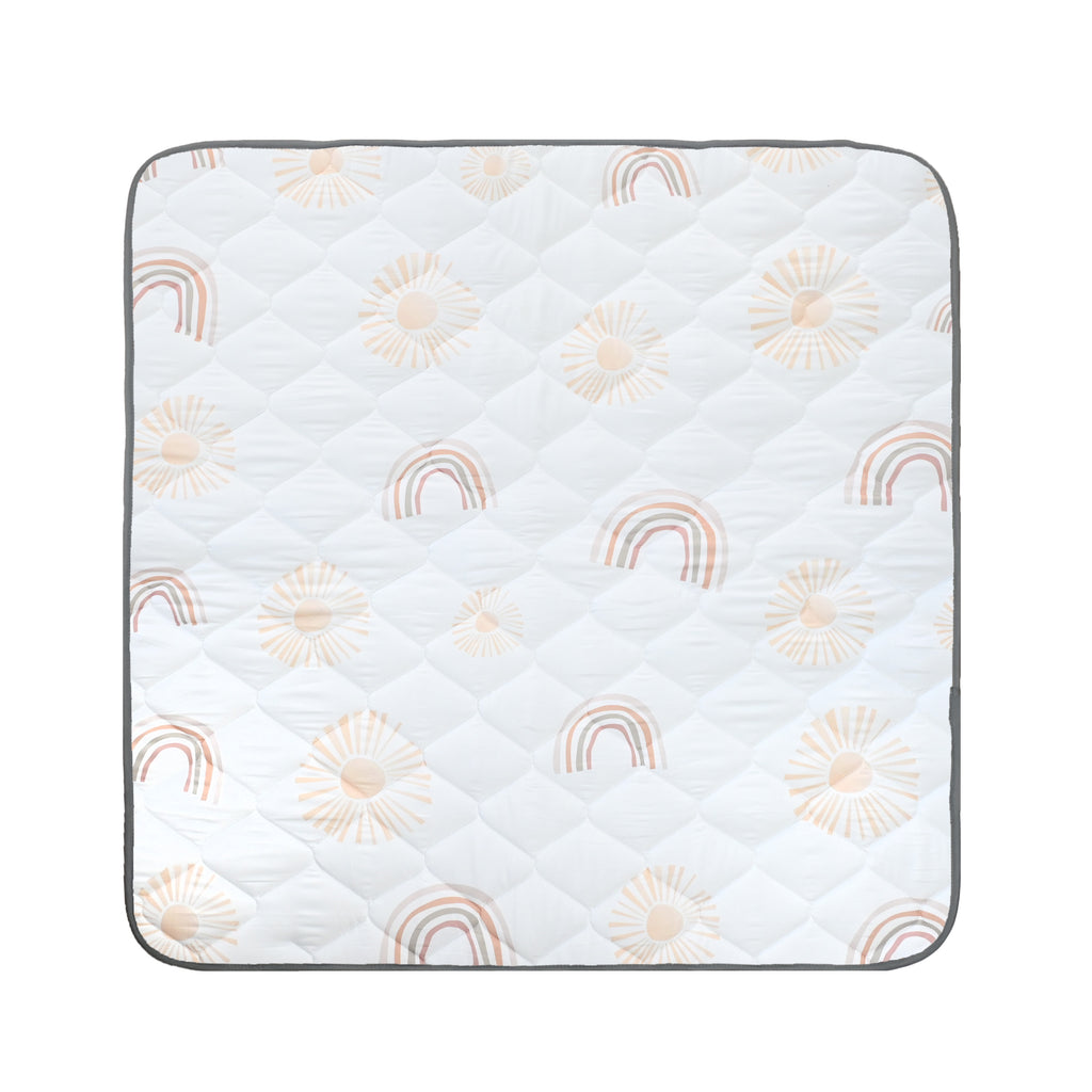 Fabric Play Mat - White Rainbow