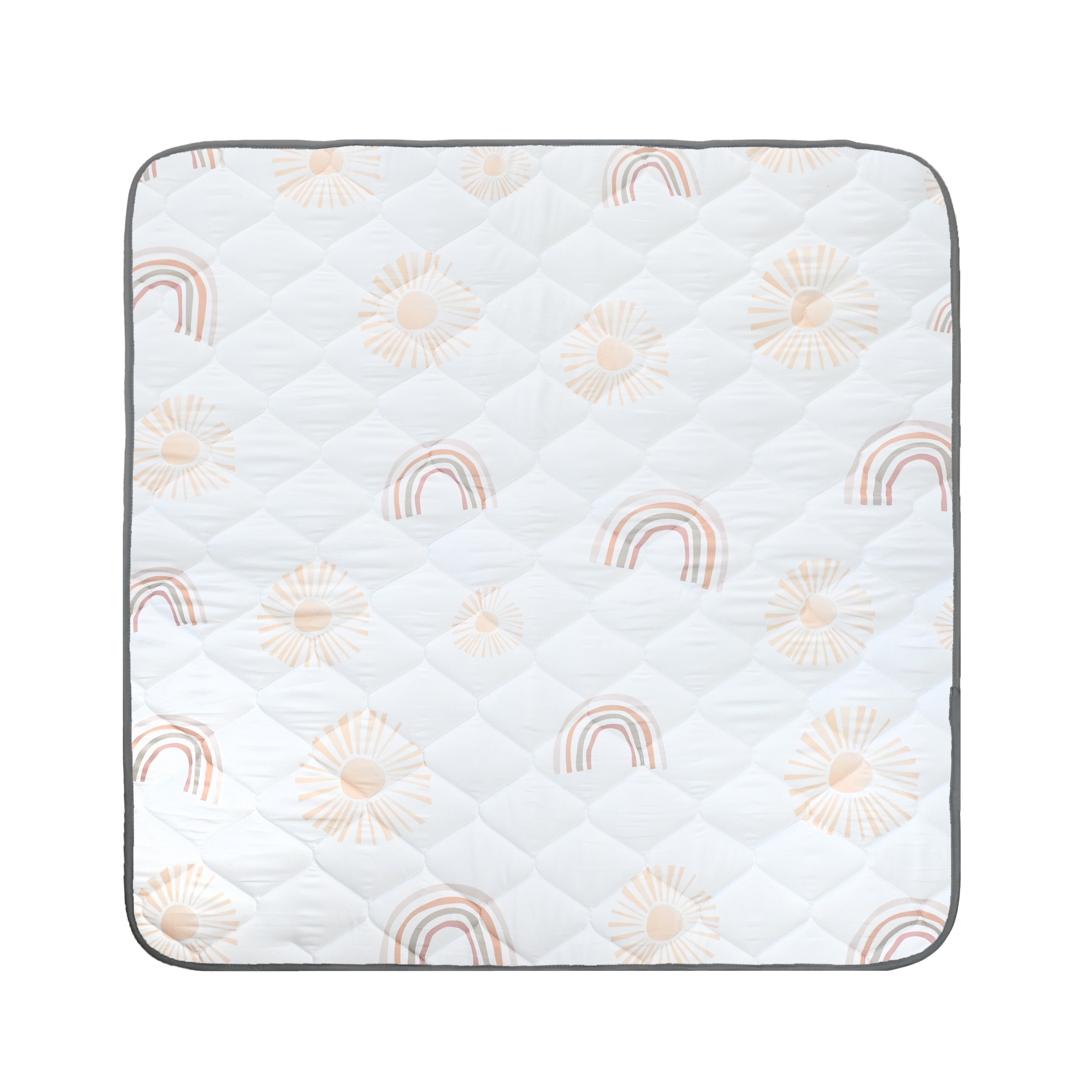 Fabric Play Mat - White Rainbow