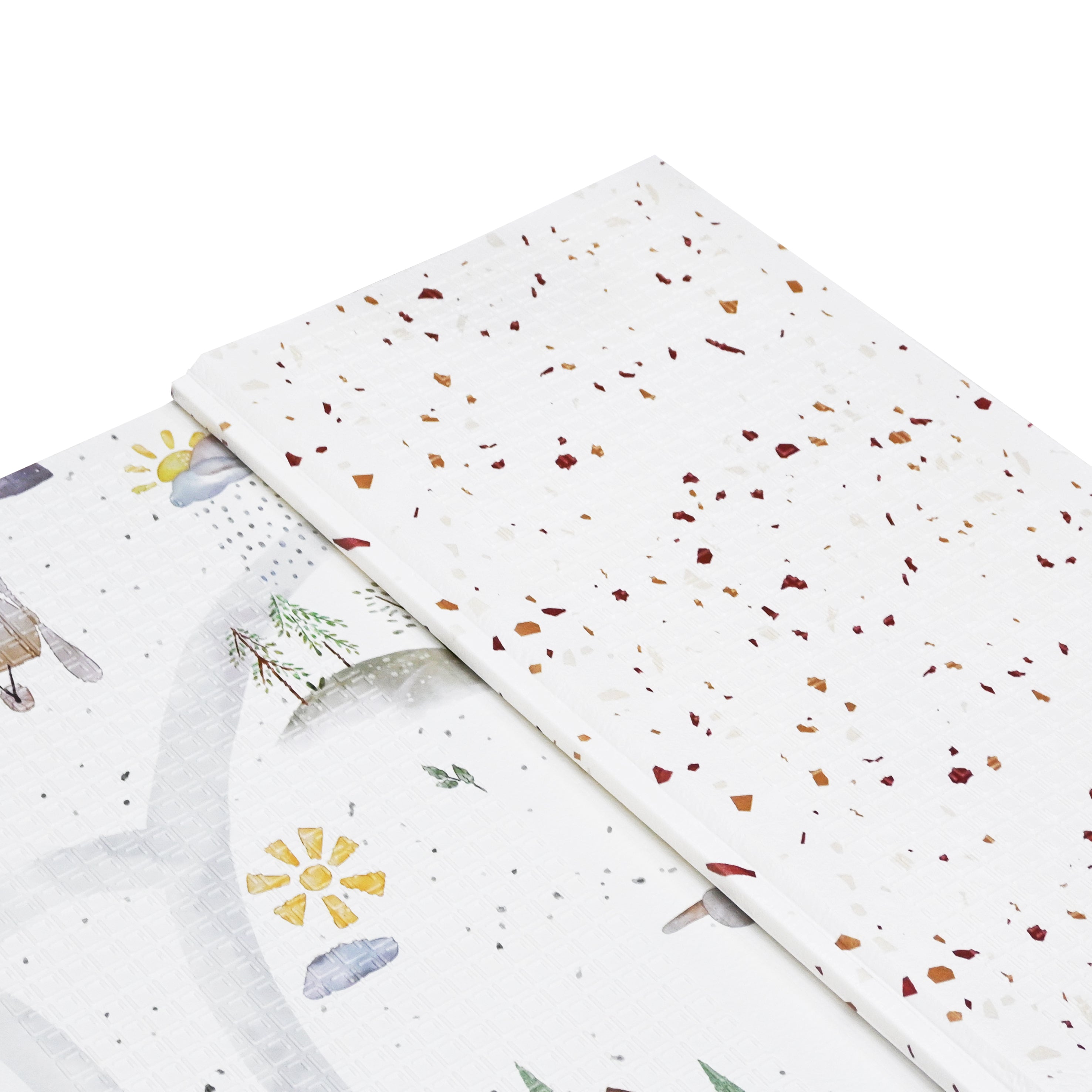 XPE Foldable Play Mat Brown Terrazzo + White Airplane Track